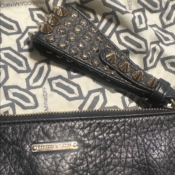 Rebecca Minkoff Black and Gold Studded Clutch box 4 - Picture 10 of 16